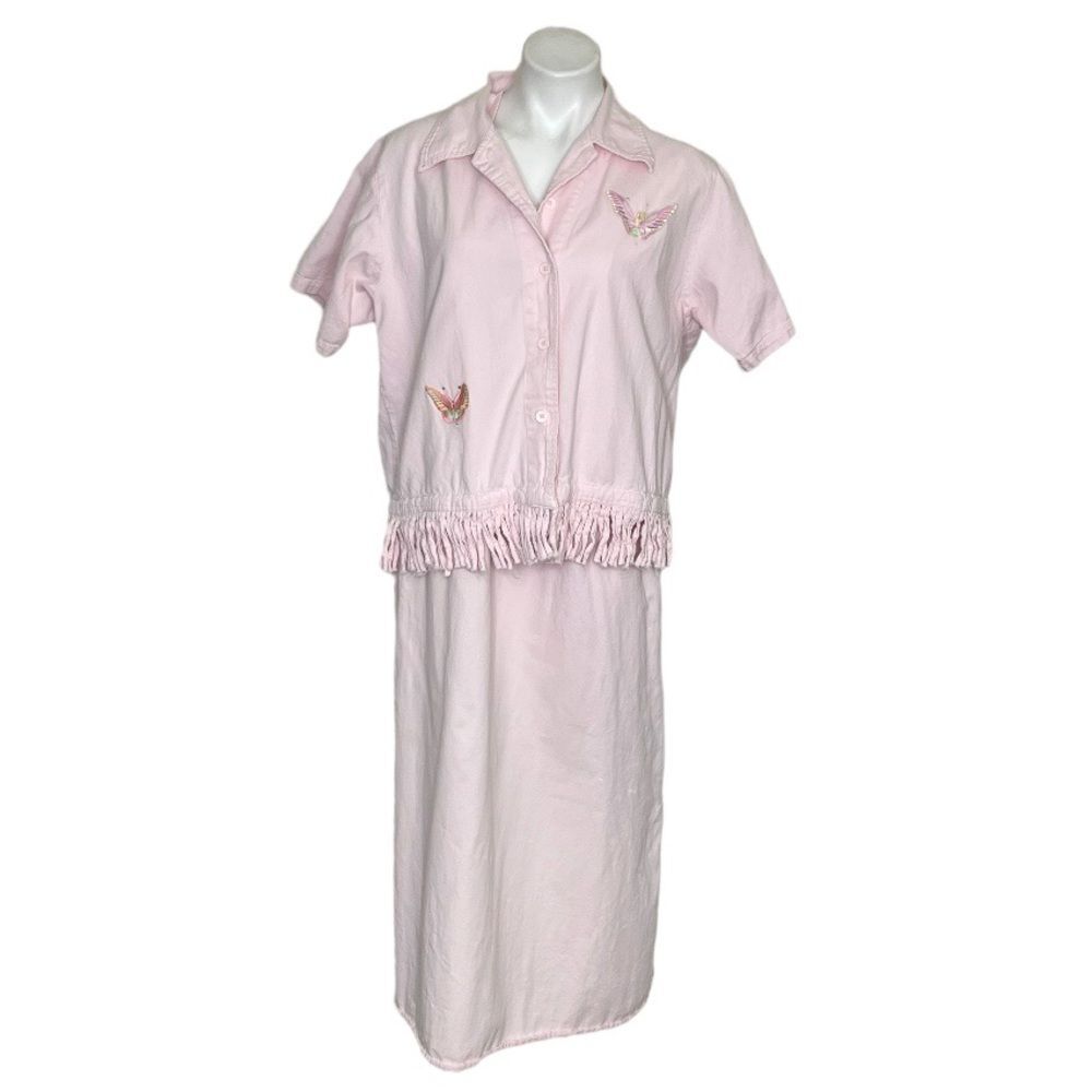 TALK Of The WALK Atlantic City Pink Cotton Dress 2 Piece Shift Jacket Size Large